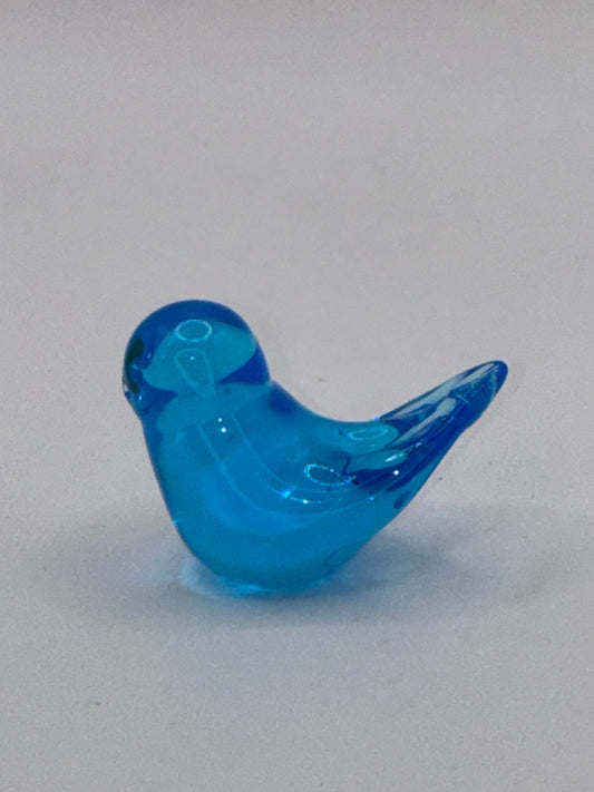 Handmade Miniature Artisan Bright Blue Mini 1 Inch Glass Bird