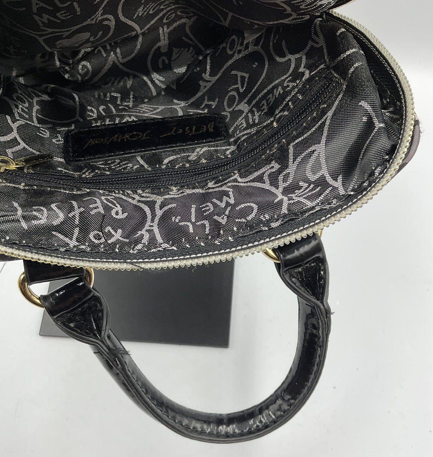 Betsey Johnson Sequin Skull Tote Handbag Bow Goldtone Hardware