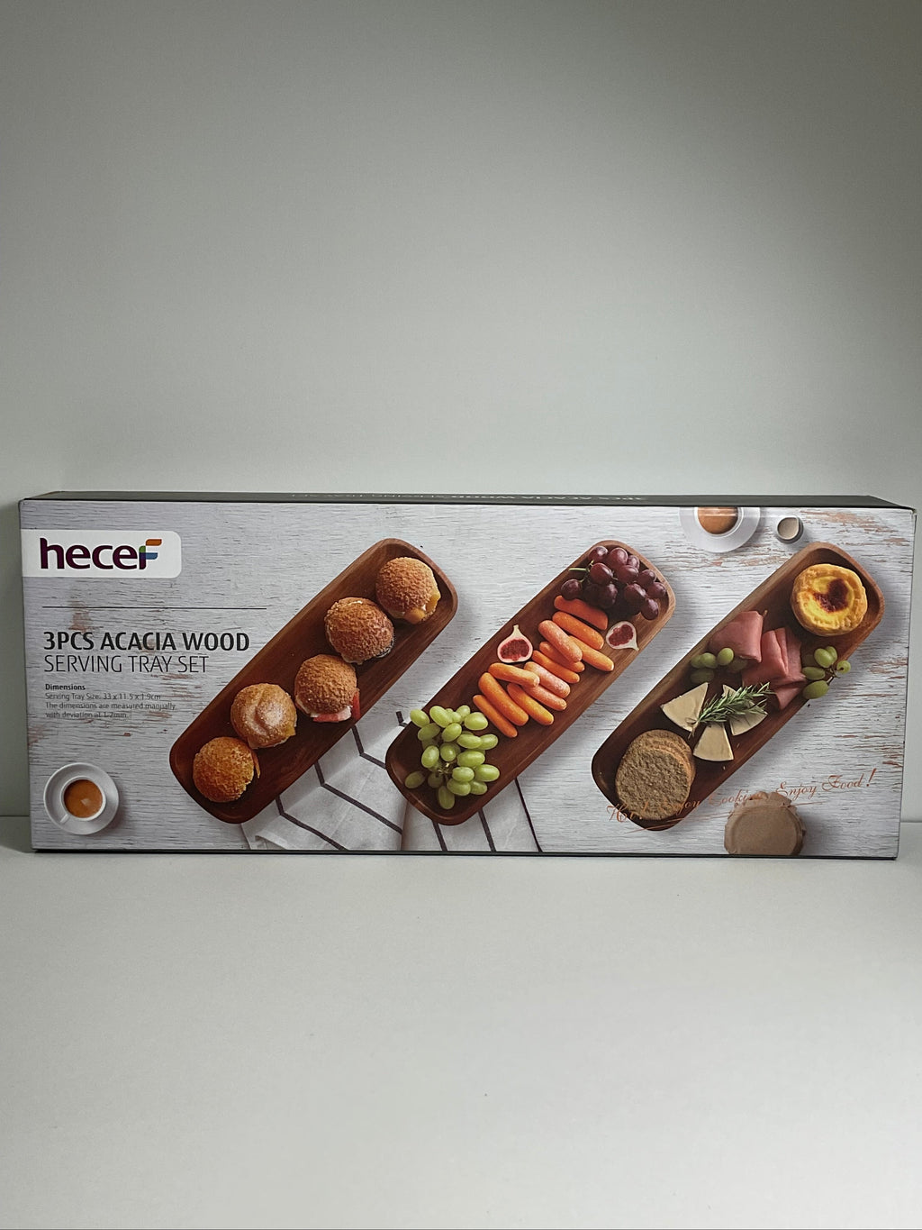 Hecef 3Pcs Charcuterie Board Platter Set Acacia Wood Serving Tray Cheese Boards Dessert Table Display Set