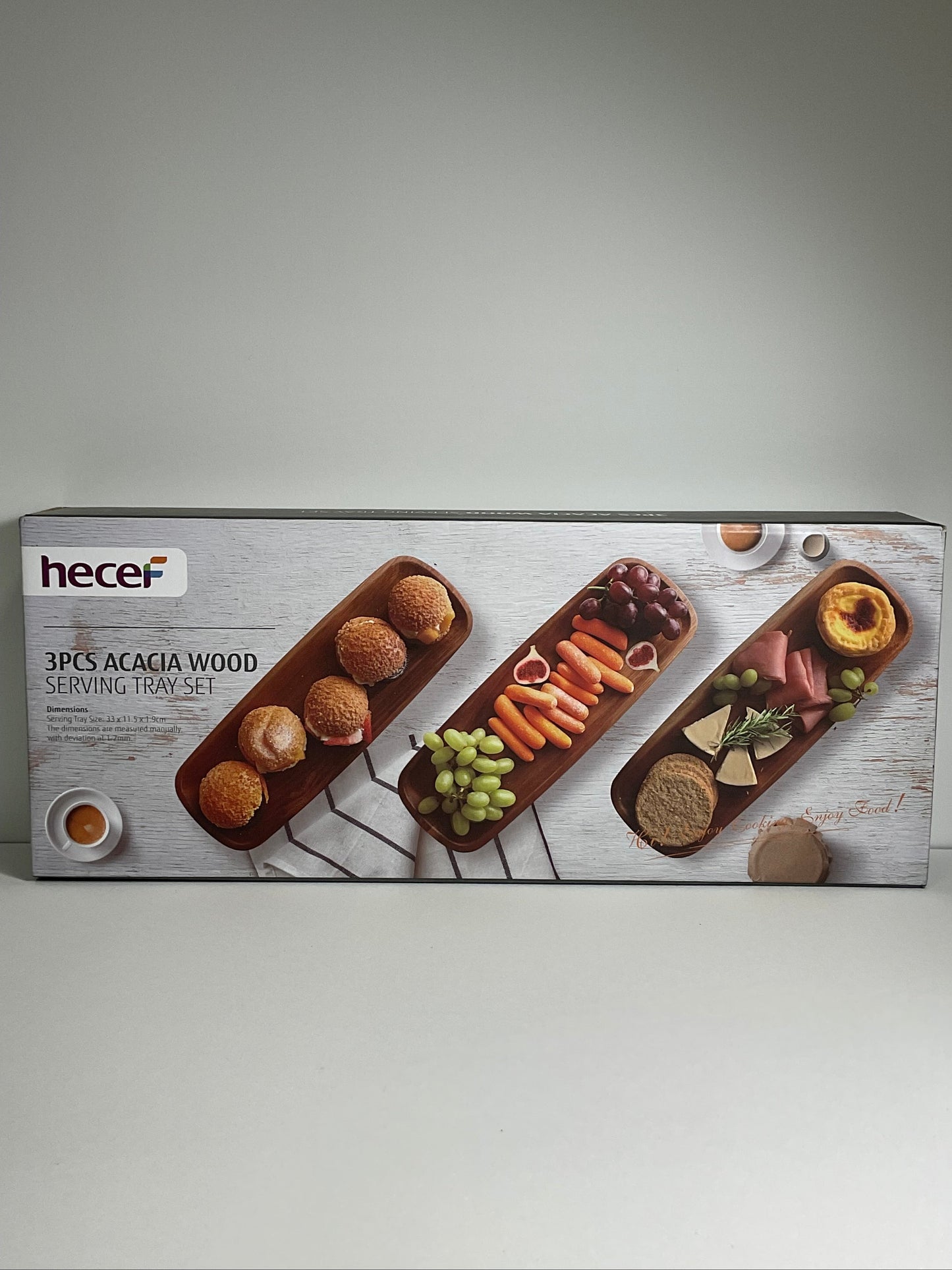 Hecef 3Pcs Charcuterie Board Platter Set Acacia Wood Serving Tray Cheese Boards Dessert Table Display Set
