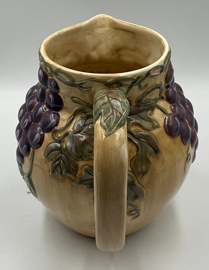 Noble Excellence Meritage 96 Oz Grape Vine Ceramic Pitcher 8.25"