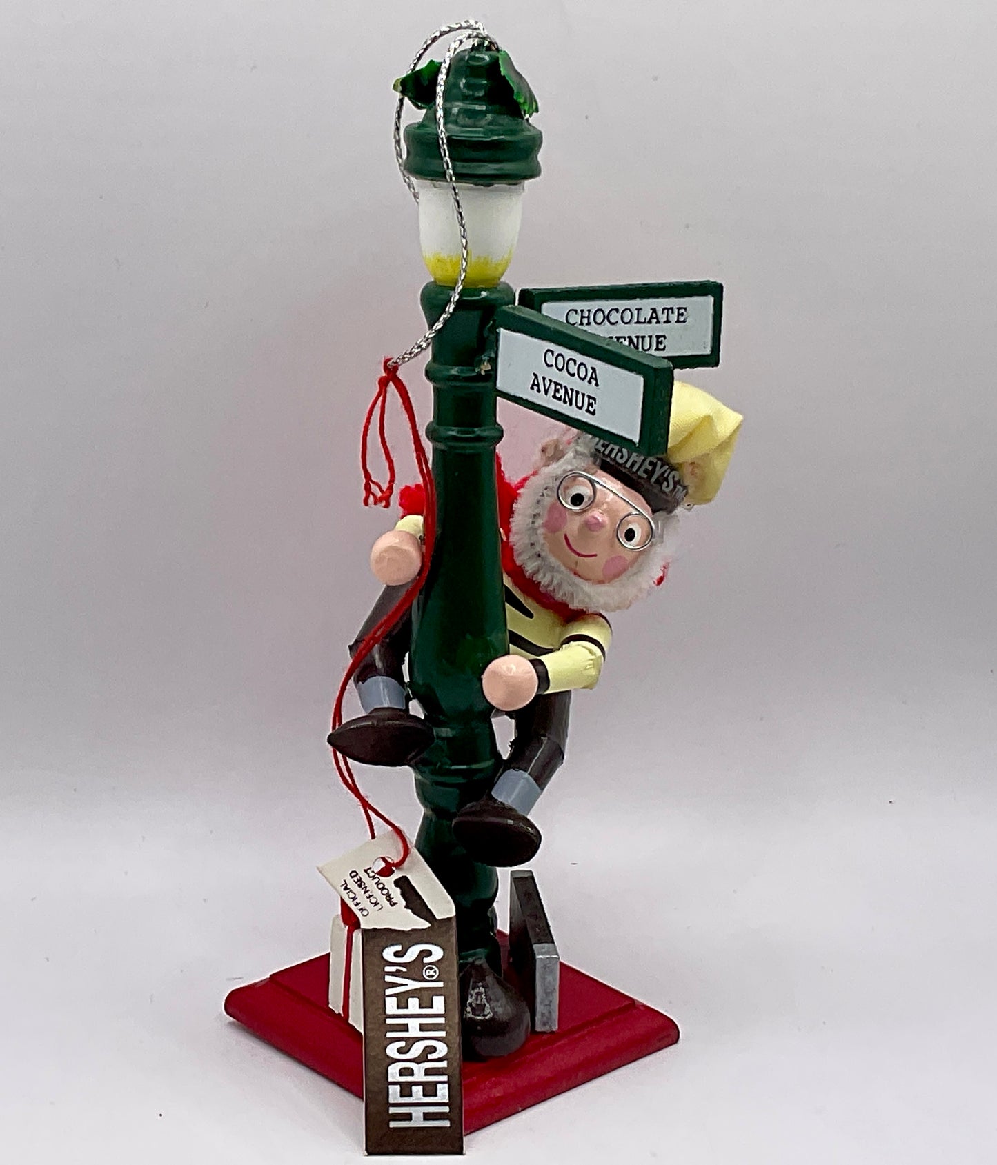 Vintage 1996 Kurt Adler Hershey's Christmas Ornament Elf on Lamppost and Elf on Mailbox