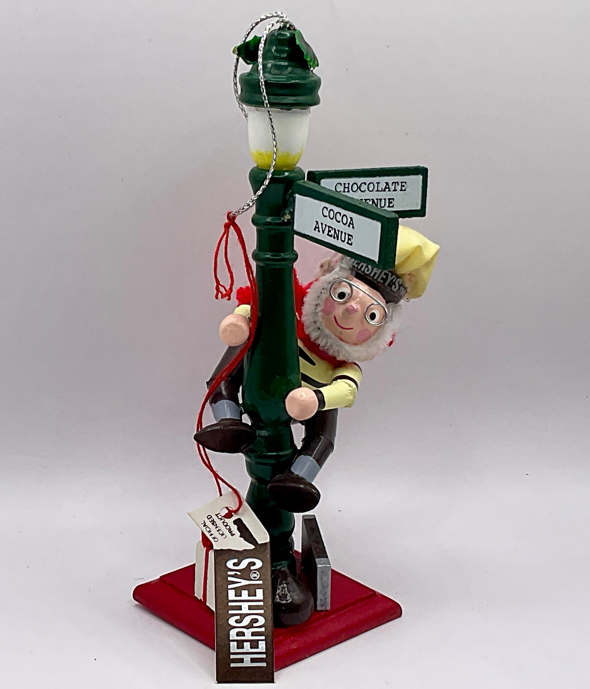 Vintage 1996 Kurt Adler Hershey's Christmas Ornament Elf on Lamppost and Elf on Mailbox