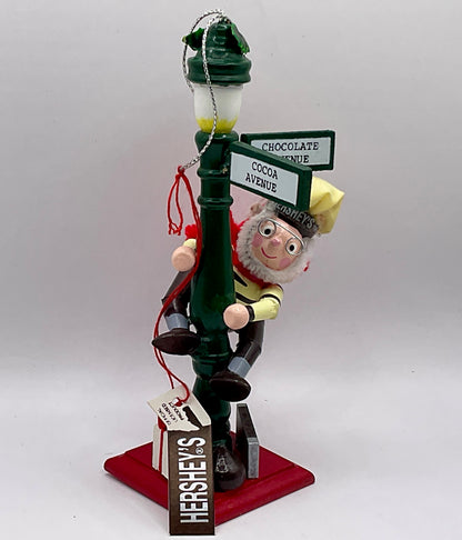 Vintage 1996 Kurt Adler Hershey's Christmas Ornament Elf on Lamppost and Elf on Mailbox