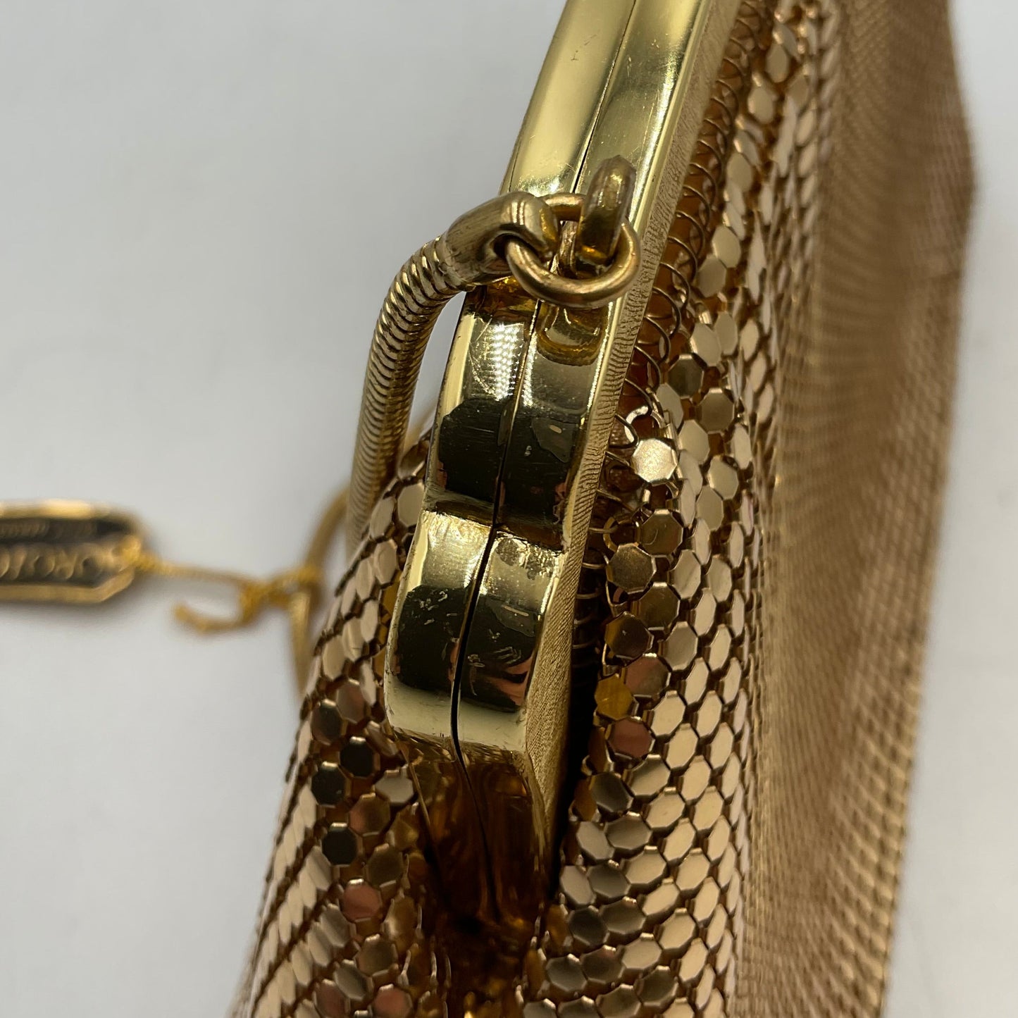 Oroton Gold Metal Mesh Evening Bag