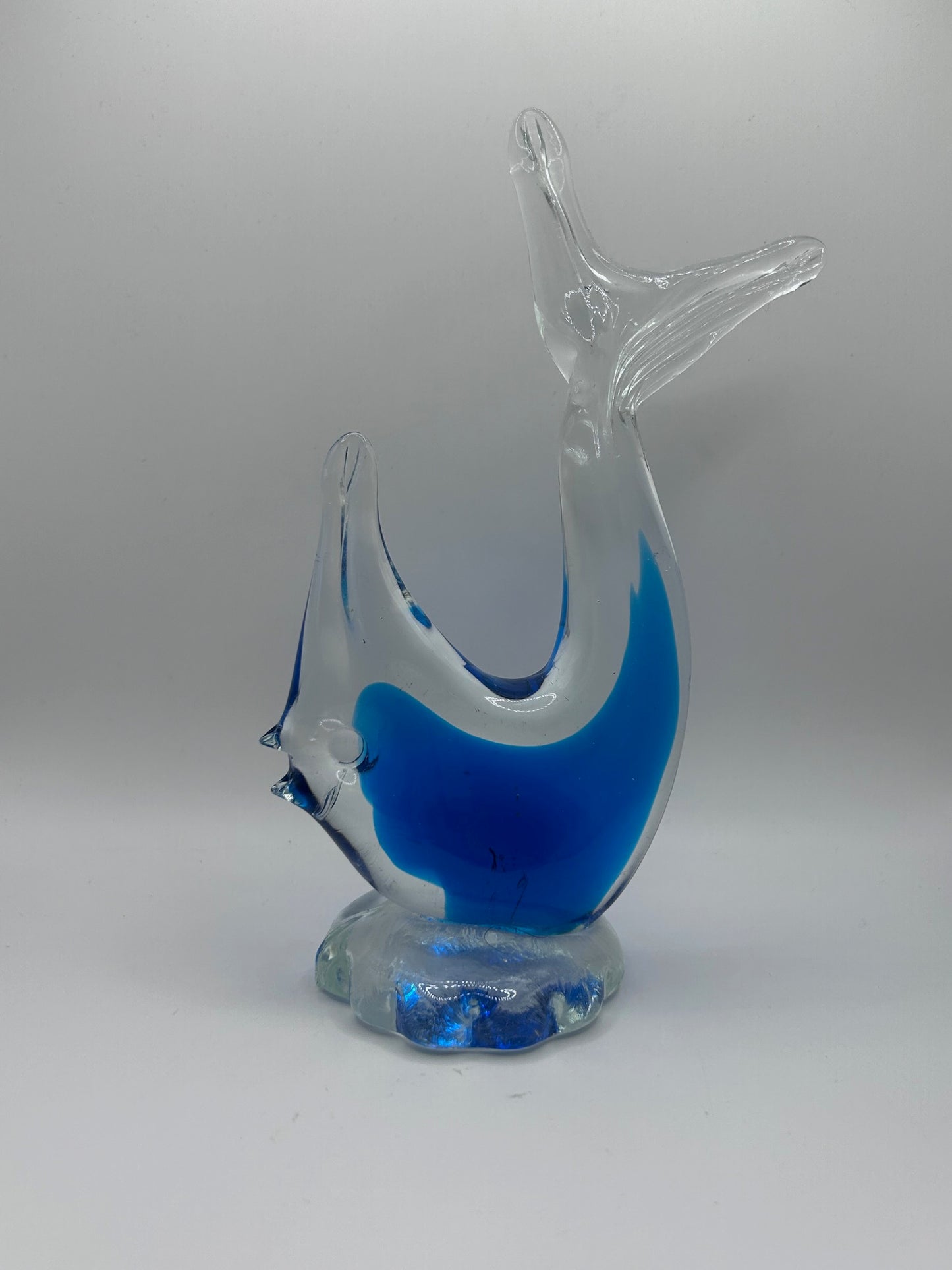 Blue and Clear Glass Handmade Artisan Fish Figurine
