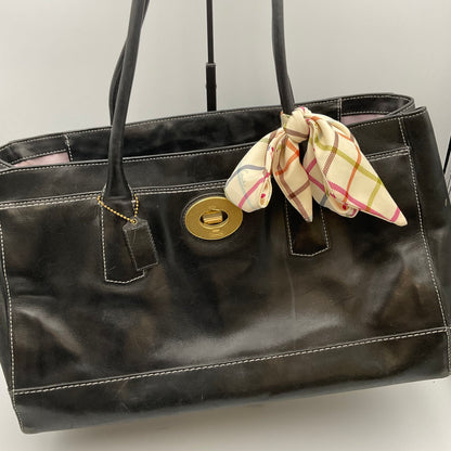 Coach Large Black Leather Tote Handbag Purse Goldtone Hardware Accents