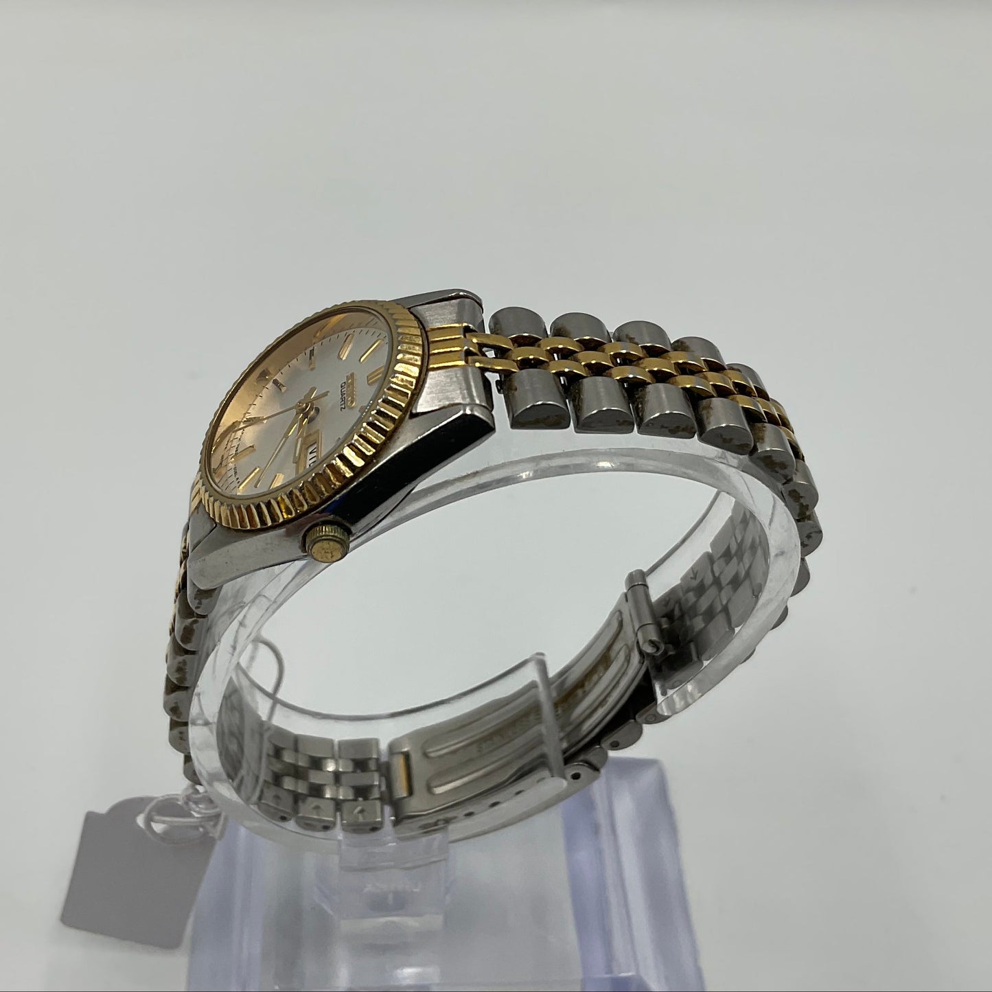 Seiko Women's 23mm White Dial Two Tone Day Date Watch