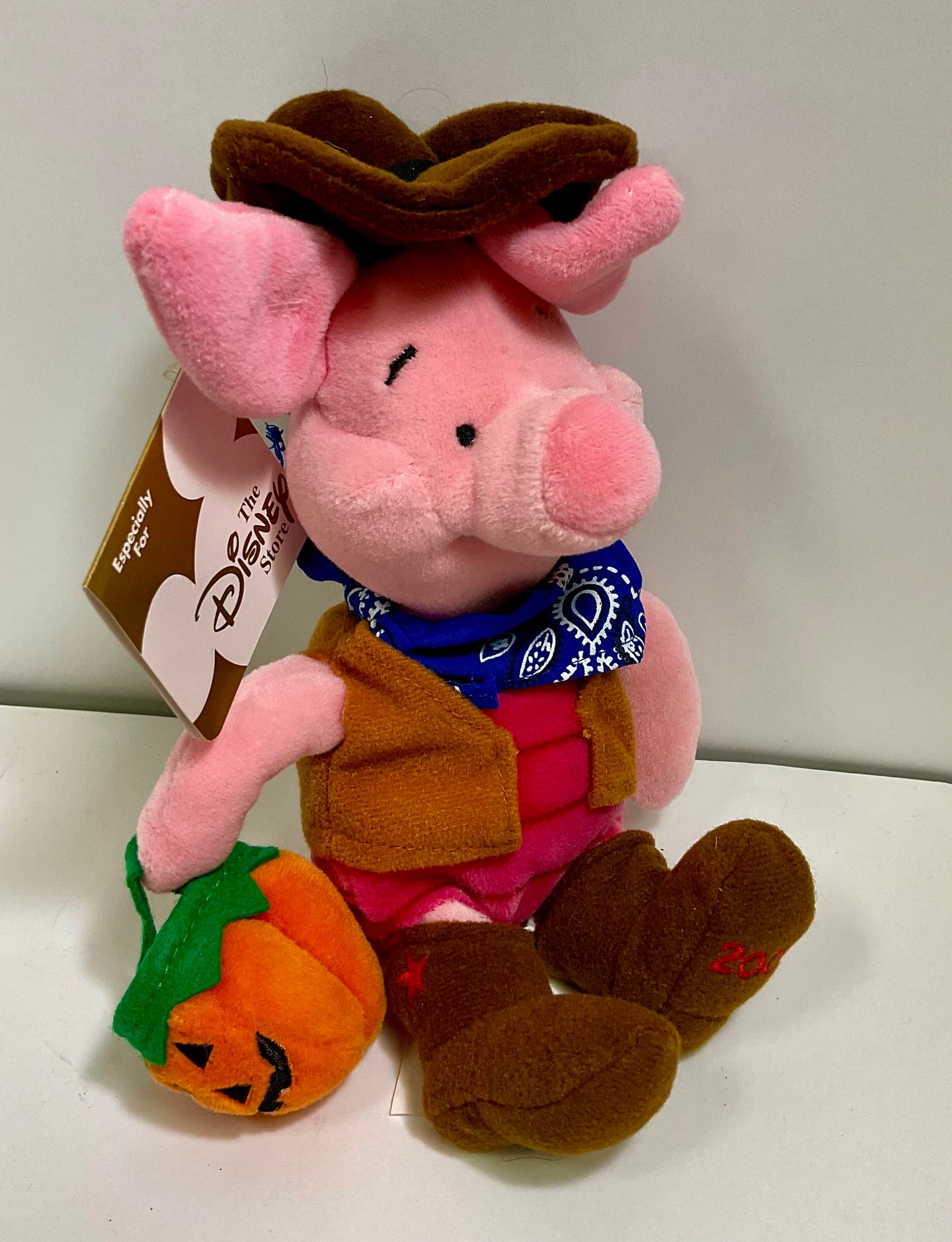 Cowboy Piglet Vintage Winnie the Pooh Bear & Friends Mini Beanbag Beanie Plush Disney Collectible