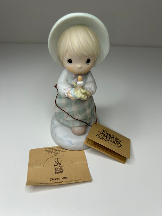 Precious Moments December Vintage 1988 Porcelain Figurine Original Box Mint