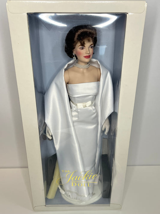 Jackie Kennedy Onassis Doll by Franklin Mint White Satin Gown Ensemble 15 1/8 inches Original Box