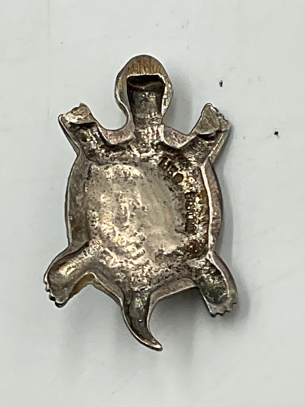 Small Navajo Sterling Turtle Turquoise Pendant Desk Trinket
