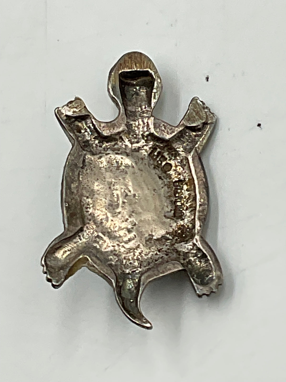 Small Navajo Sterling Turtle Turquoise Pendant Desk Trinket