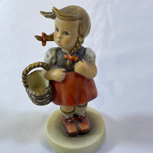 Goebel Hummel Vintage Little Shopper Girl Porcelain Figurine #96 Made in West Germany