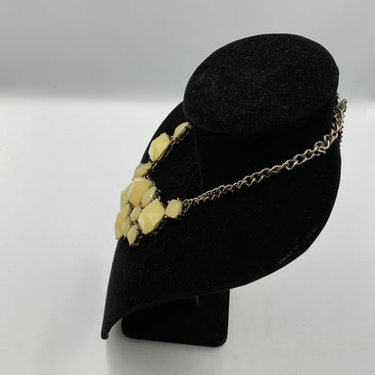 Large Whitish Yellow Stone Thick Chain Necklace