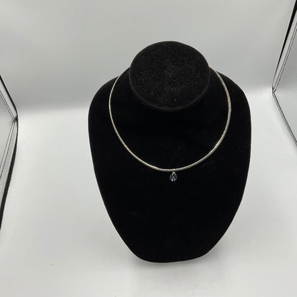 Safi Kilima Slide on Tear drop Tanzanite Necklace Omega Sterling Silver