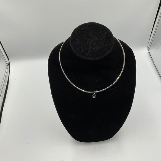 Safi Kilima Slide on Tear drop Tanzanite Necklace Omega Sterling Silver