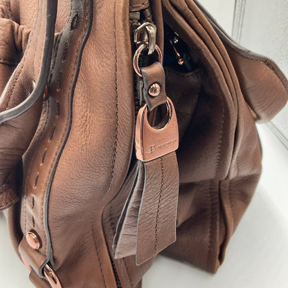 B. Makowsky Brown Leather Large Shoulder Bag
