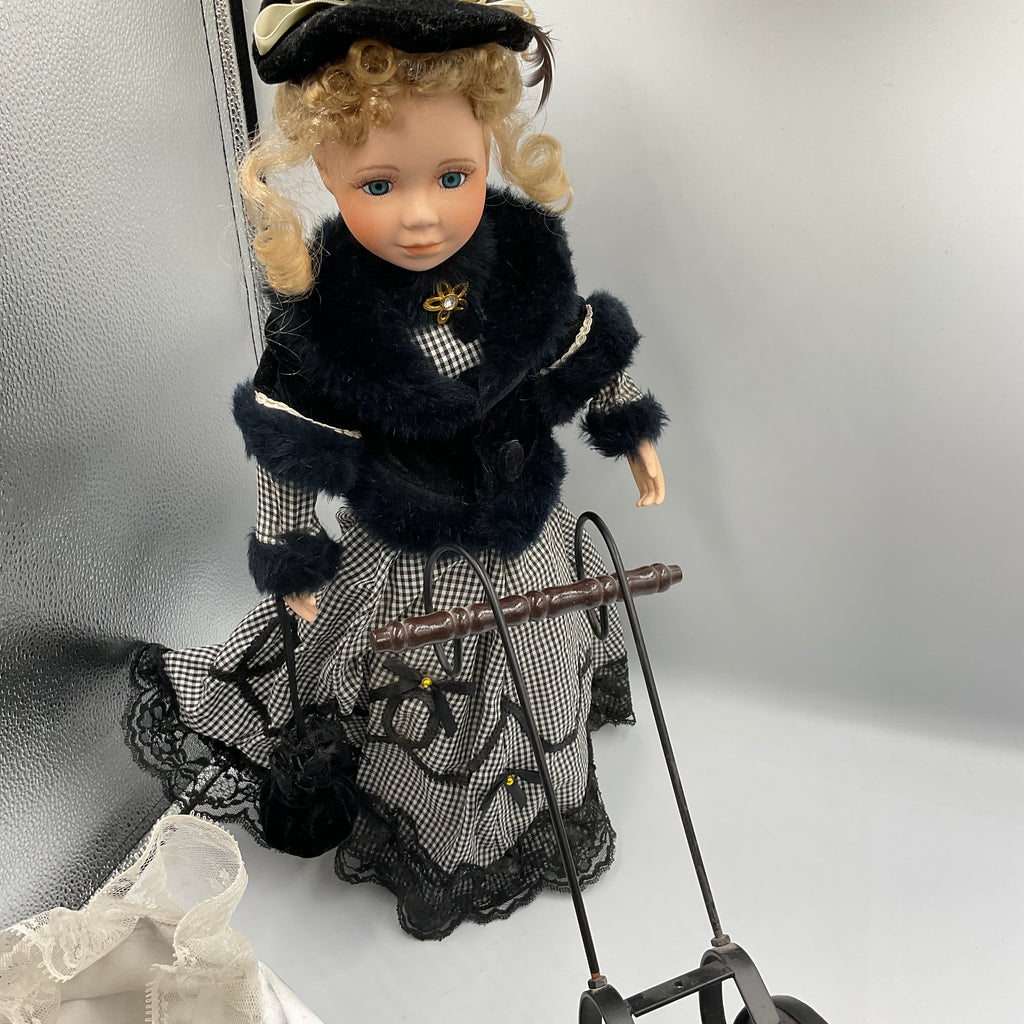 Baby’s Dream Porcelain Doll Victoria And Stroller