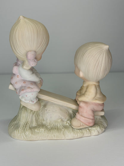 Precious Moments Vintage 1978 love Lifted Me Hand Painted Porcelain Collectible Figurine Original Box