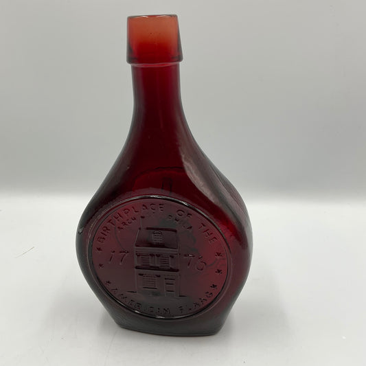 Vintage Wheaton Commemorative Decanter Ruby Red Carnival Glass Bottle