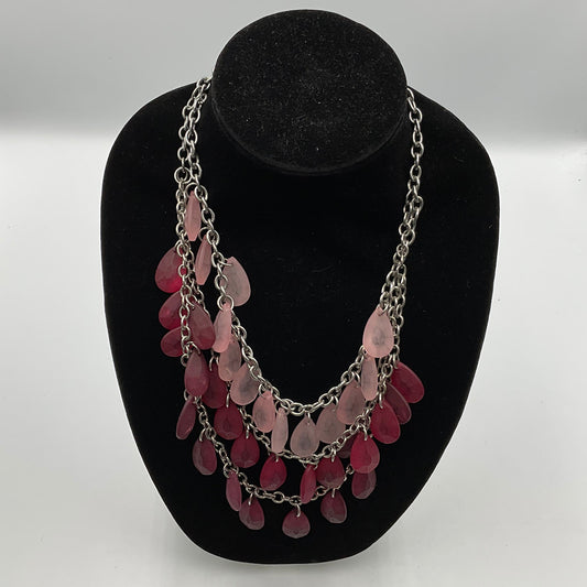 Pink Red Burgundy Tear Drop Dangle Pendants Chain Necklace