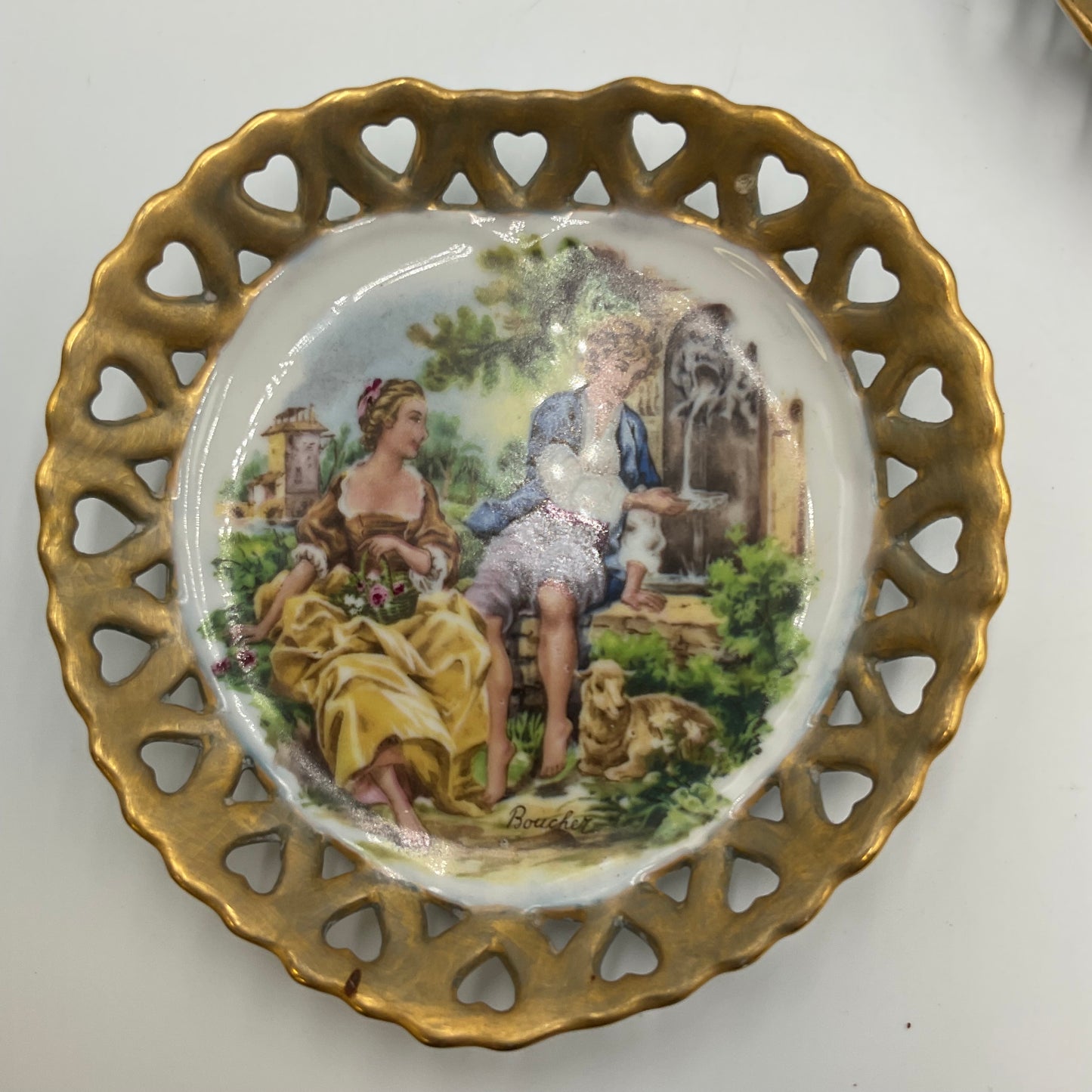 Vintage Porcelain Plate Couples Scene Set Of 3