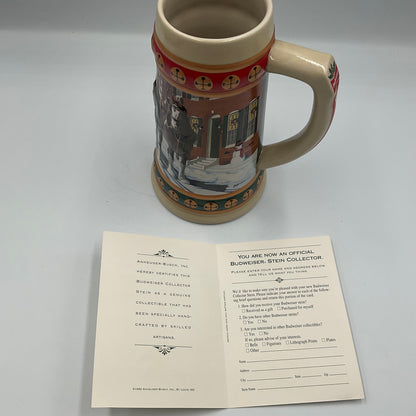 1994 Budweiser Hometown Holiday Collector Stein In Box and COA Beer Mug