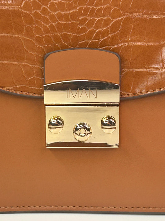 IMAN Women's Global Chic Caramel Brown and Floral Shoulder Handbag Interchangeable Top