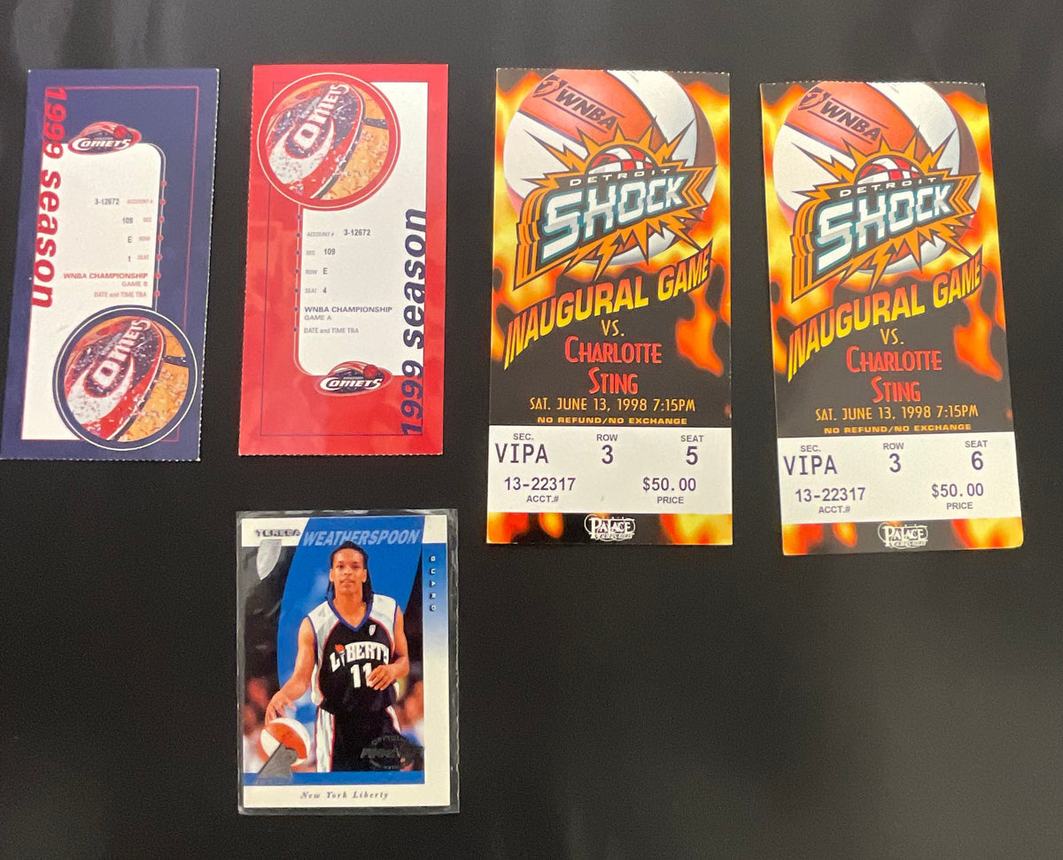 Collection of WNBA Vintage Game Tickets and a Teresa Weatherspoon Bask ...