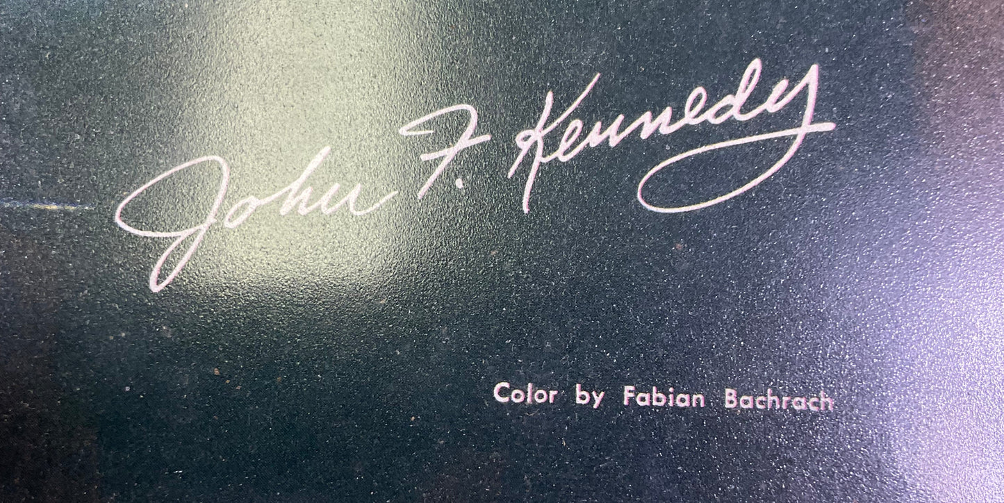 John F Kennedy Framed Photograph Color by Fabian Bachrach 16in x 13in