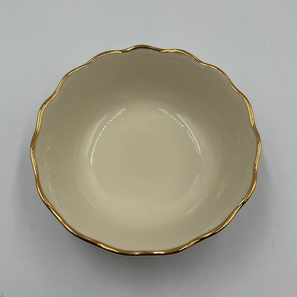 Vintage Lenox Ivory Porcelain Serving Bowl Gold Trim