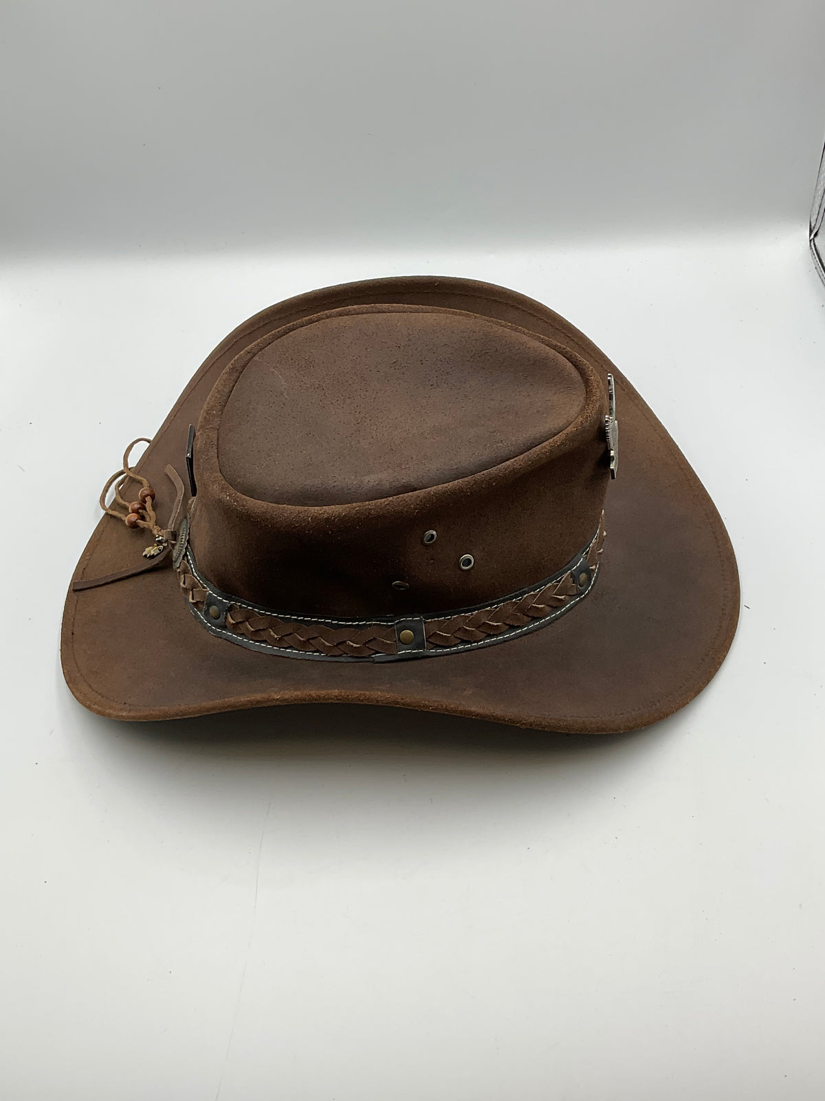 Outback Survivor Brown Suede Cowboy Hat Harley-Davidson Eagle Pin