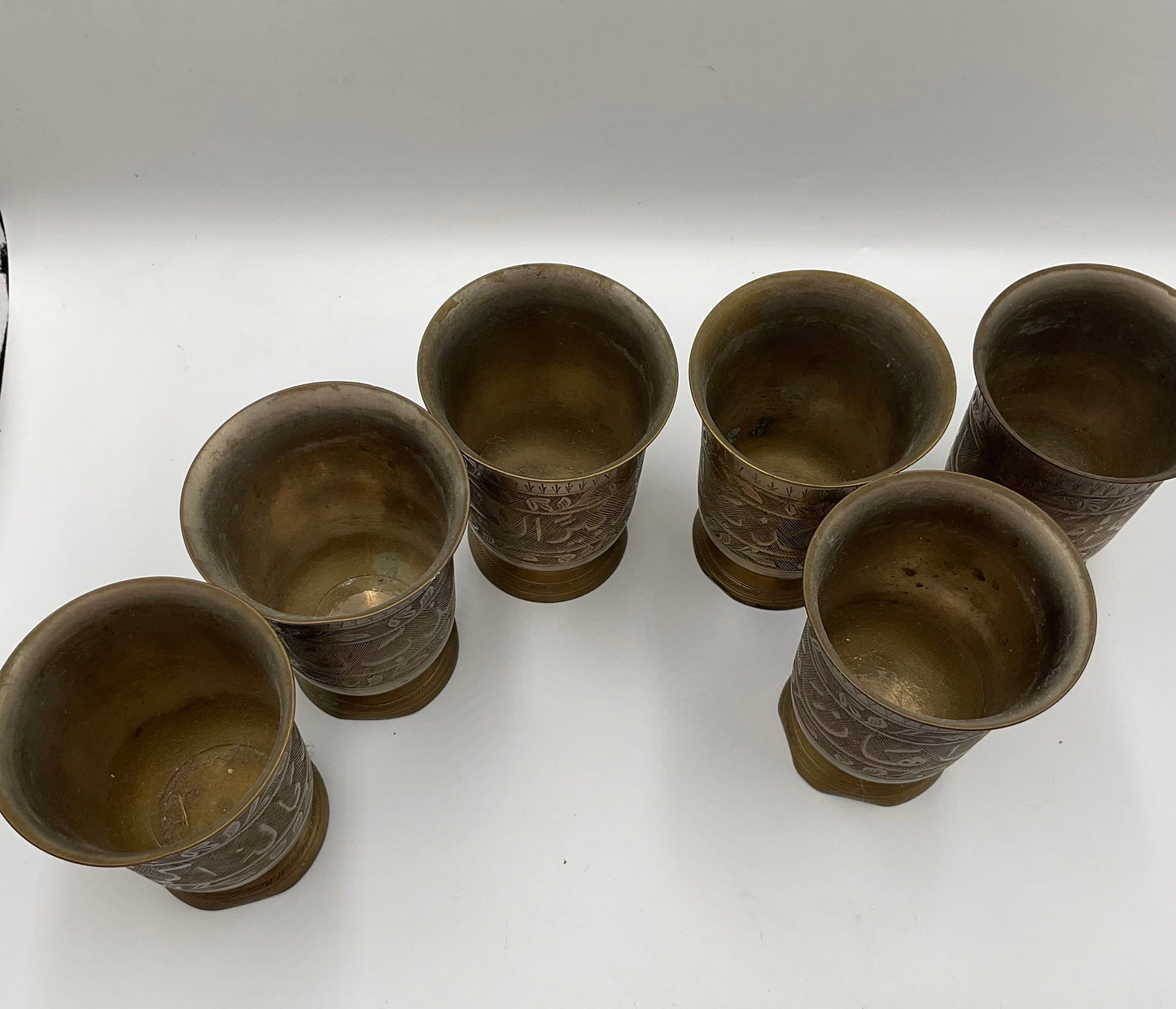 Brass Drinking Tumblers Vintage Made in India Set of 6