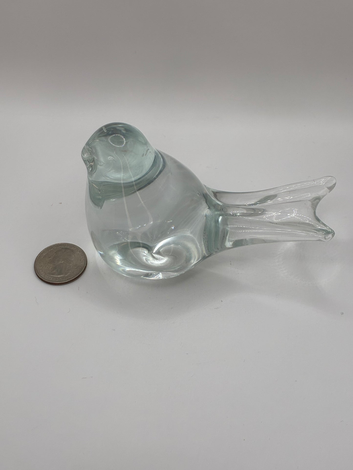 Handmade Artisan Clear Glass Bird Figurine Collectible Art Decor