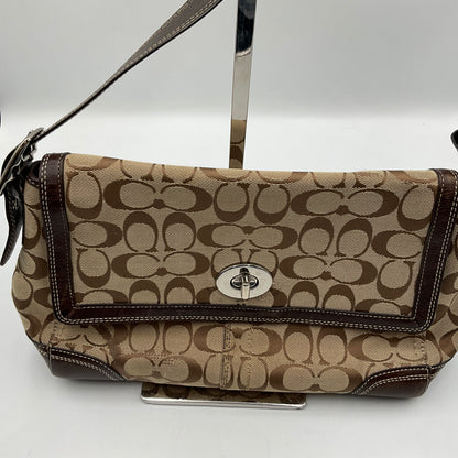 Coach Shoulder Bag Classic Signature Brown Canvas Pattern