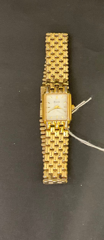 Bulova Gold Plated Rectangular Quartz Watch