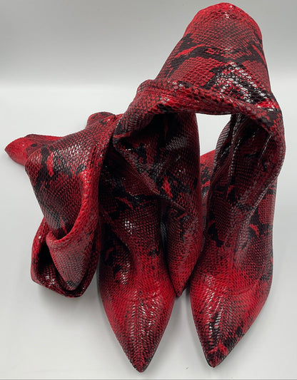 Mei Oi snakeskin-pattern over-the-knee boots