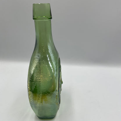 Vintage Wheaton Featuring Billy Graham Green Iridescent Carnival Glass Bottle