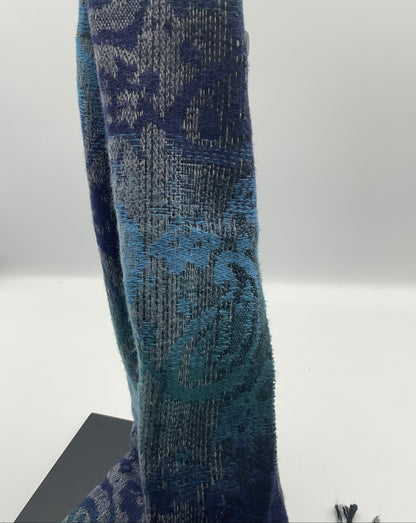 Cejon Scarf Blue Floral Paisley Winter Wrap Made in Italy