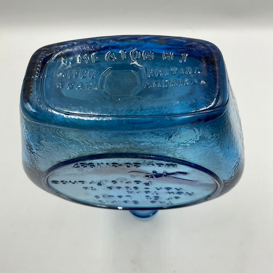Vintage Wheaton Blue Iridescent Carnival Glass Bottle