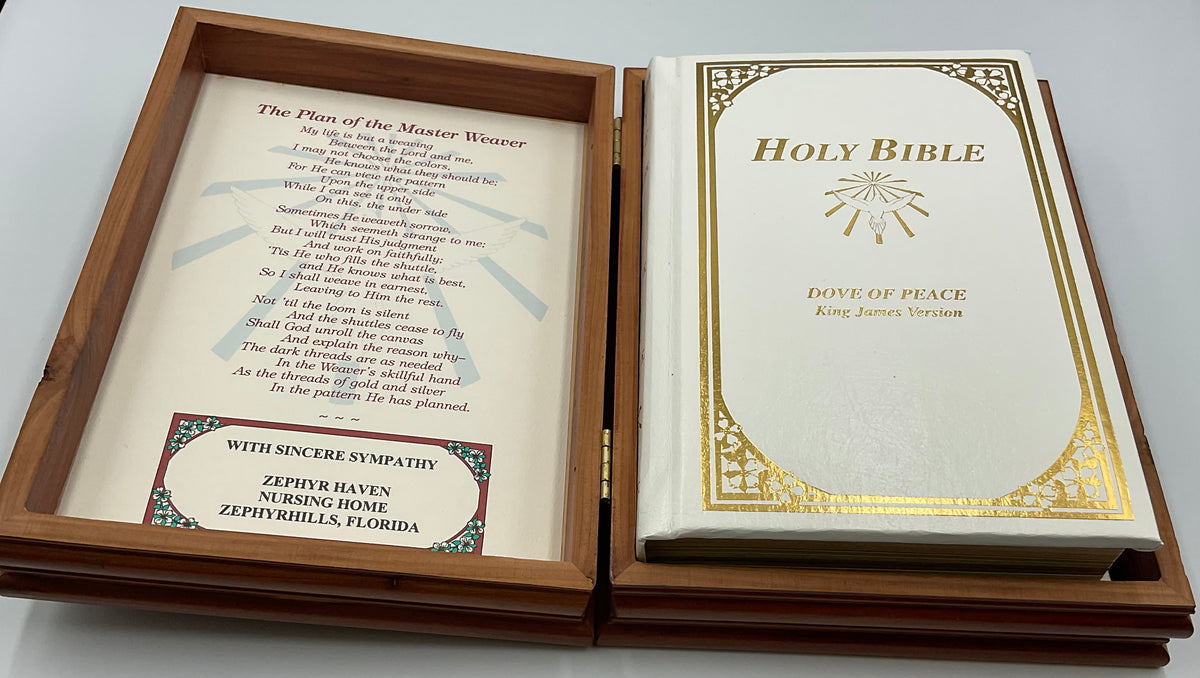 Dove of Peace KJV Holy Bible King James Version Ceder Wood Presentation Box