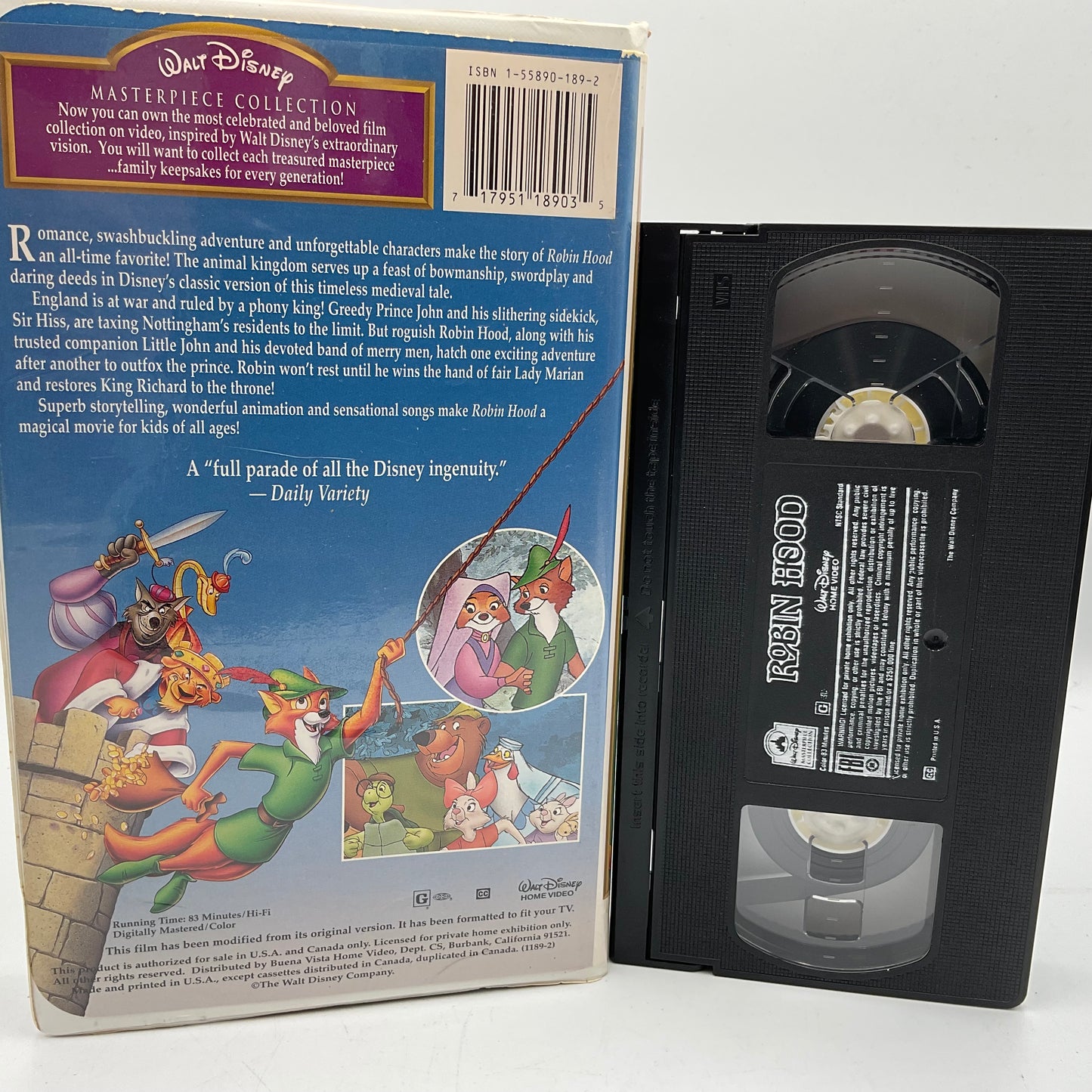 Walt Disney Robin Hood VHS Tape