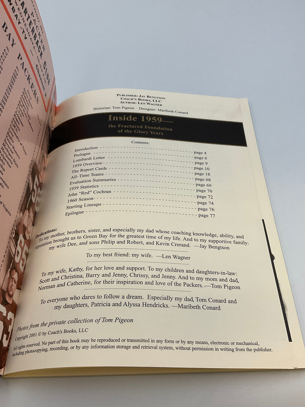 Launching the Glory Years 1959 Packers Coach's Book Paperback 2001