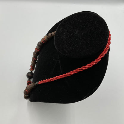 Red/Brown Ball Design Beaded Necklace
