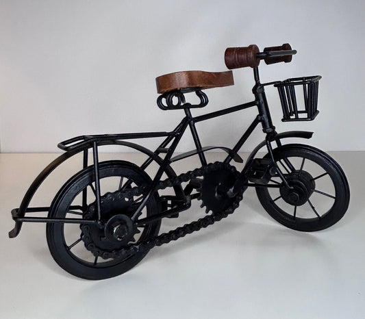 Black Iron and Wood Bicycle Traditional Tabletop Art Home Decor