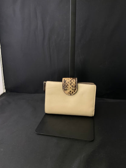 COACH Small Corner Zip Biege Cream Leather Snakeskin Wallet