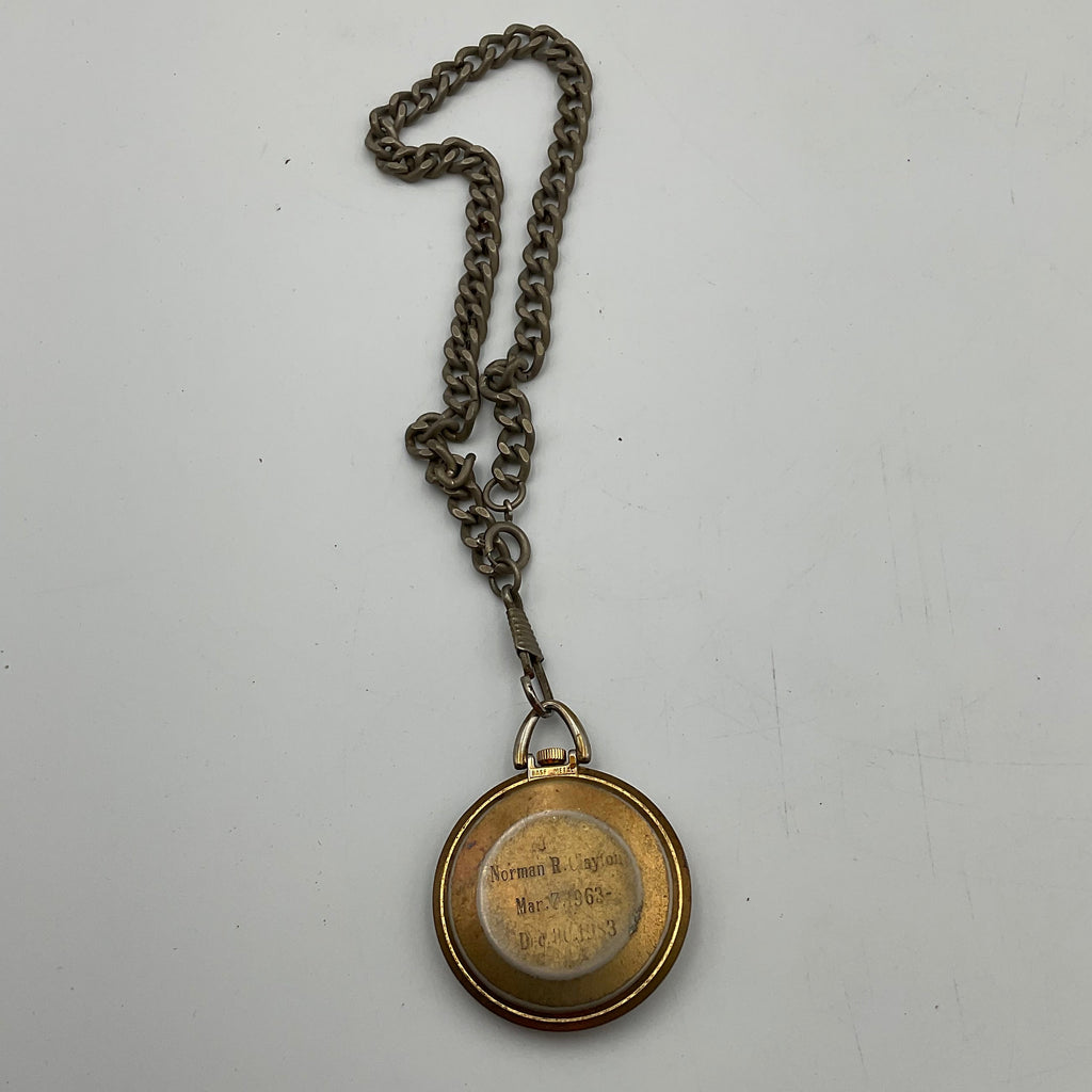 Vintage Timex Goldtone Pocket Watch Engraved Inscribed