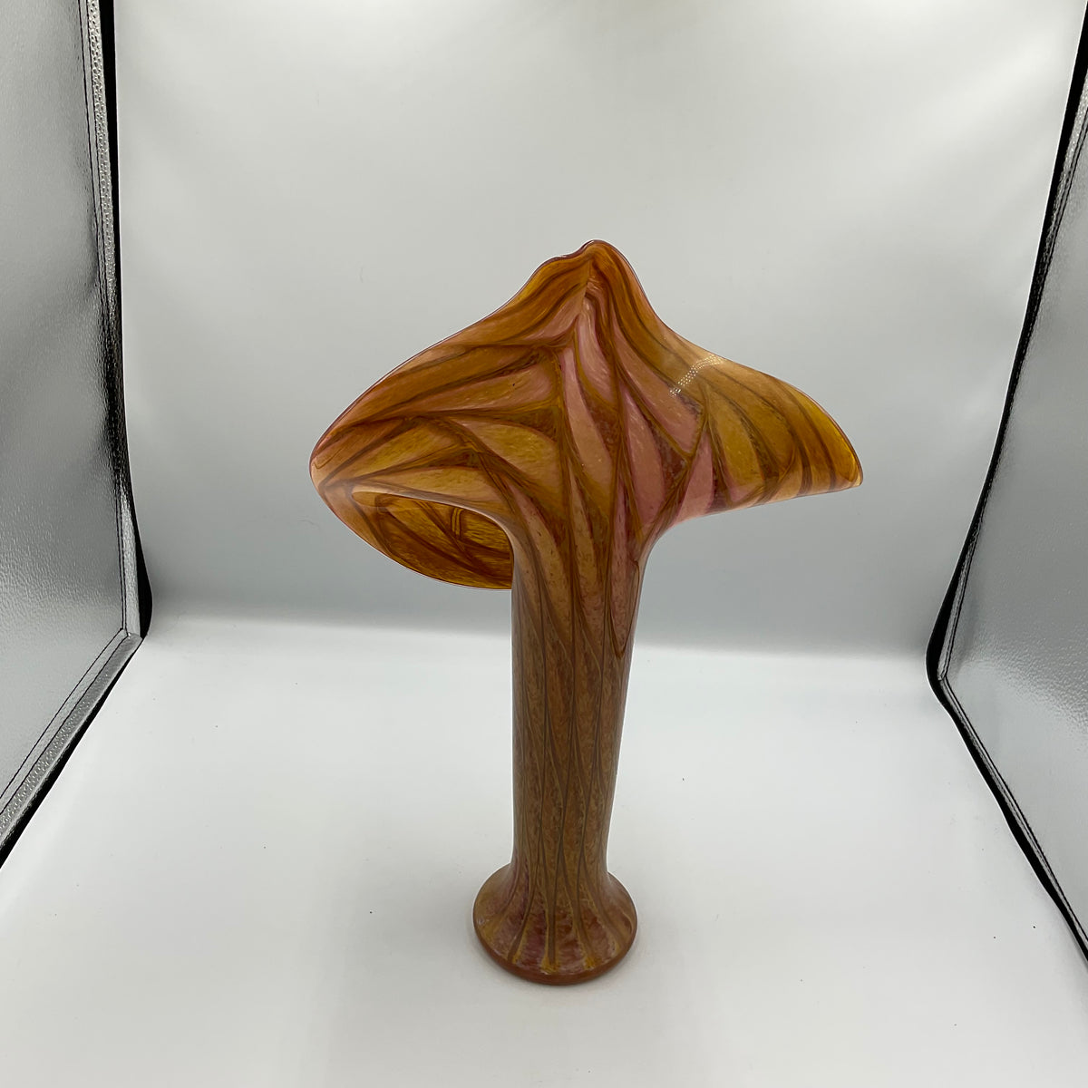 Orange Art Glass Jack-In The Pulpit Vase