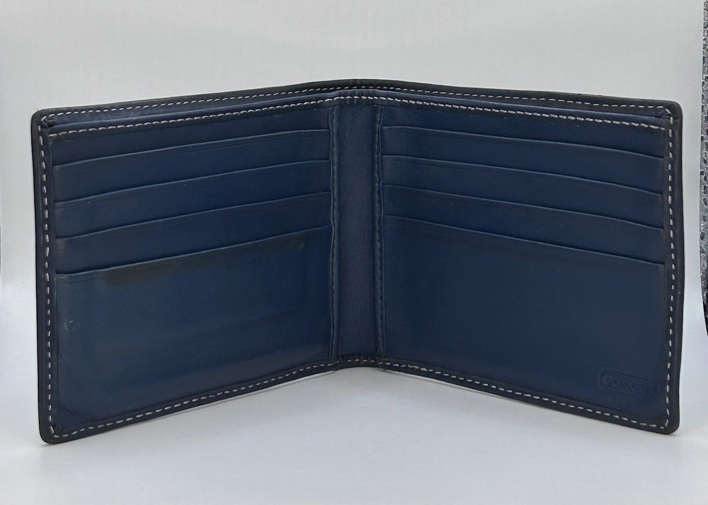Coach Genuine Leather Blue Signature Wallet